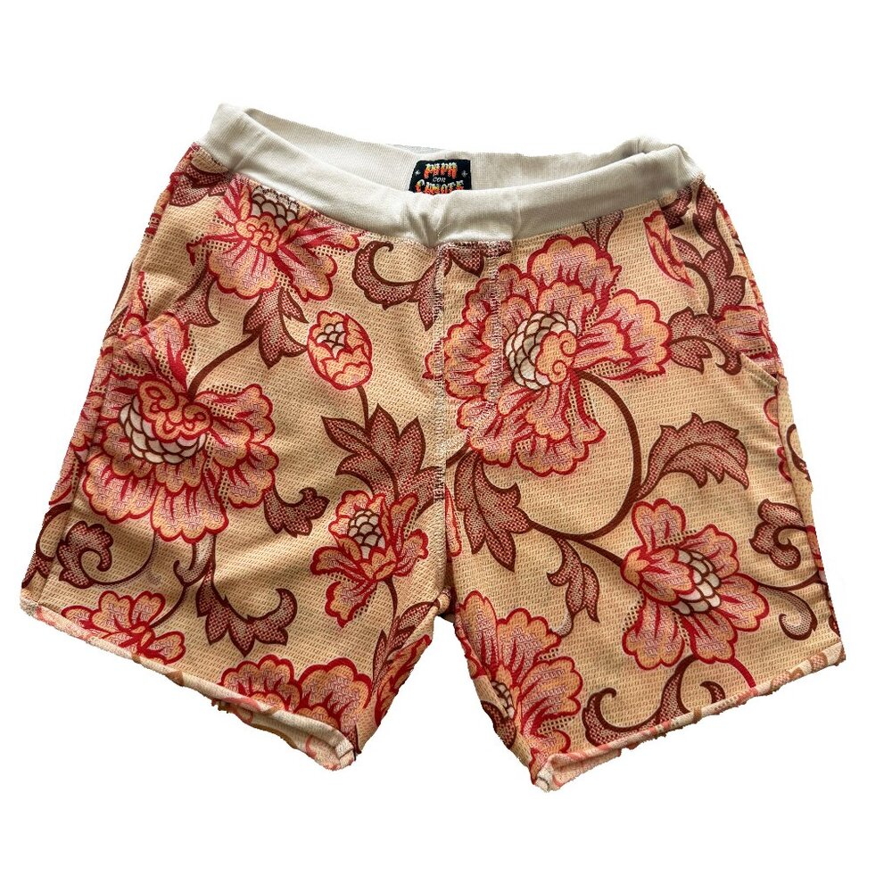Flower print shorts, elastic men’s shorts, size Small
